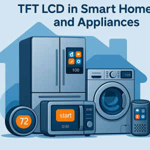 : Smart home appliances including a connected washing machine and refrigerator integrated into a modern kitchen or laundry space.