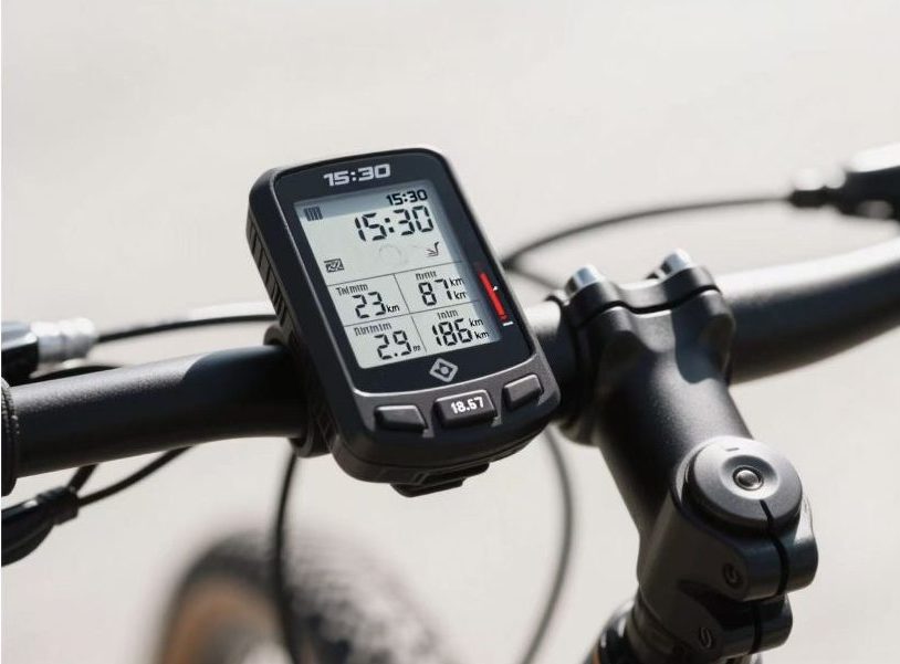 A rugged TFT display module on a bike computer functioning perfectly in heavy rain, demonstrating true outdoor touch display capability.